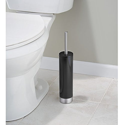 InterDesign Slim Toilet Bowl Brush and Holder - Bathroom Cleaning Storage, Black/Brushed Stainless Steel - color: Black, style: Bowl Brush