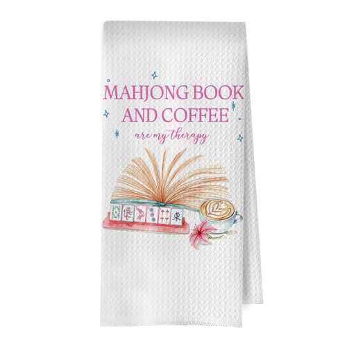 Bookish Mahjong Kitchen Towels - Mahjong Coffee Gifts Waffle Decorative Dish Towels, Book Coffee Lover Gifts Hand Towel, Tea Towel, 16x24 Inches - color: Mahjong- 29