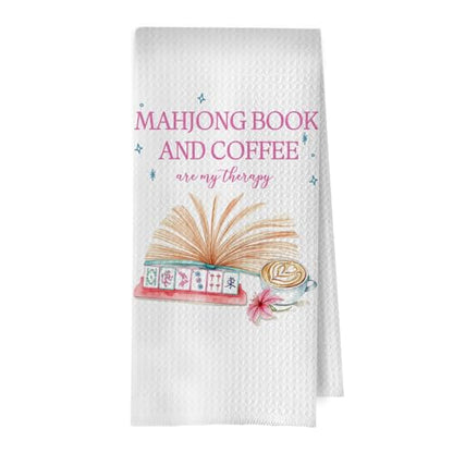 Bookish Mahjong Kitchen Towels - Mahjong Coffee Gifts Waffle Decorative Dish Towels, Book Coffee Lover Gifts Hand Towel, Tea Towel, 16x24 Inches - color: Mahjong- 29
