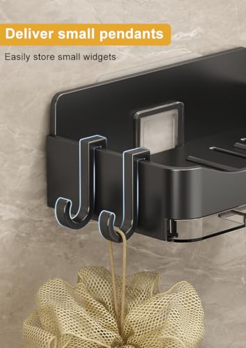 2 Pack Shower Soap Holder, Wall Mounted Soap Box Container, Bar Soap Holder with Drain for Shower, Bathroom, Kitchen(Black) - color: Black
