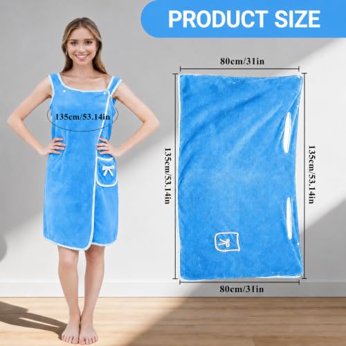 Unisex Bath Towel, Wearable After Bath Towel Set, Wearable Quick Dry Shower Gym Towel(53" x 31", Blue) - color: Blue, size: S(135X80CM)