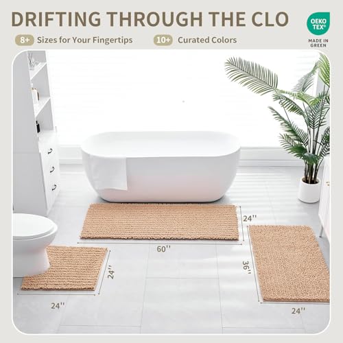 Toilet Rugs U-Shaped Mat 24x24, Contour Bathroom Mat - Ultra Soft & Absorbent Chenille, Quick-Dry, Machine Washable with Non Slip Barrier Backing, Beige - color: Beige, size: 24" X 24"(Toilet Rug)