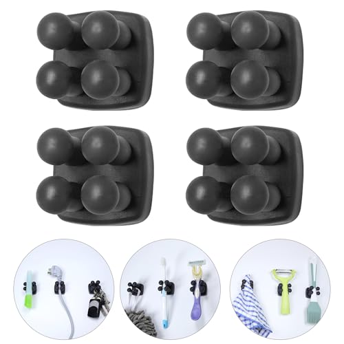 Silicone Toothbrush Holder Multi-Function Hook Waterproof self Adhesive Single Toothbrush Hook Plug Holder for Wall for Hanging Bathroom Kitchen Living Room Office (Square-Black) - color: Square-black