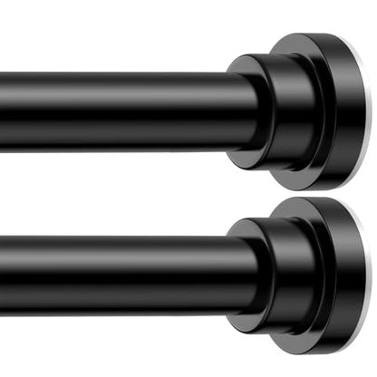Shower Rods 31-49" 2Pcs Black Spring Shower Tension Rod Adjustable | 7/8" Tension Curtain Rods Carbon Steel Tube, Rust-Proof Non-Slip Tool-Free, Tension Rod for Windows Bathroom Room Divider - color: Black, size: 31"-49"-2P