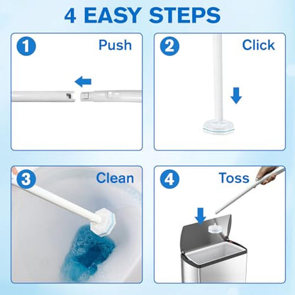 Toilet Brush Set with 20 Replacement Heads, Wand & Caddy, 5X Cleaning Power | Pre-filled Toilet Bowl Cleaners, Firm & No Dropping, Wall-Mountable, Fresh Fragrance, Touch-Free, Toilet Cleaning Kit - size: Starter Kit+20 Refill Heads