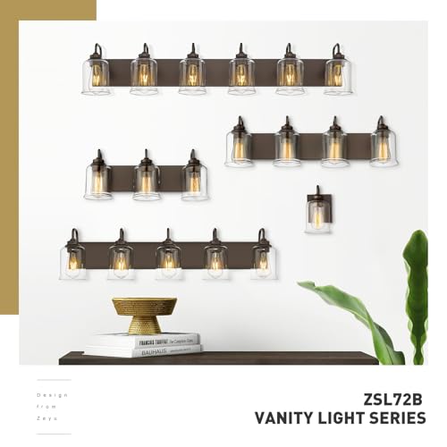 zeyu 5-Light Modern Vanity Light Fixture, 36" Bathroom Light Fixtures Wall Mount with Clear Glass, Oil Rubbed Bronze Finish, ZSL72B-5W ORB - color: Oil-Rubbed Bronze, size: 5-Light
