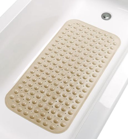 Large Non-Slip Bathtub & Shower Mat 31”x16” (Smooth/Non-Textured Tubs Only) Safe, Clean, Machine-Washable, Superior Grip&Drainage, Vinyl, Opaque Light Brown - color: Opaque Light Brown, size: Large (31"x16")