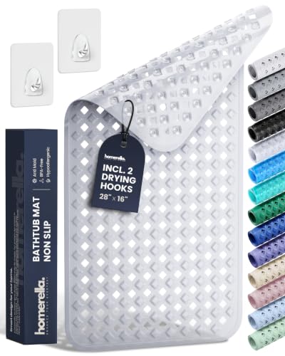 homerella Bathtub Mat Non Slip 28x16 Shower Mat Non Slip Anti Mold BPA Free - color: Clear, size: 27.6" x 15.7" (Rectangular)