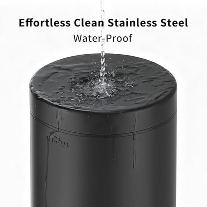 mVm Bathroom Trash Can,3.2 Gallon/12 Lliter Step Garbage Can with Lid and Foot Pedal,Soft-Close,Anti-Fingerprint.Round Stainless Steel Trash Can for Bathroom,Bedroom,Office,Living Room (Matte Black) - color: Black, size: 3.2Gal/12L