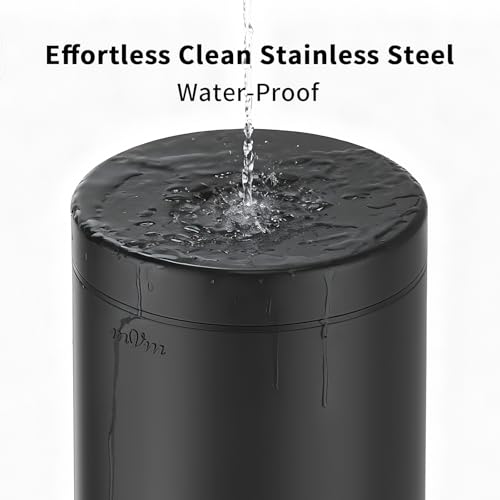 mVm Bathroom Trash Can,5.3 Gallon/20 Lliter Step Garbage Can with Lid and Foot Pedal,Soft-Close,Anti-Fingerprint.Round Stainless Steel Trash Can for Kitchen Bathroom,Office,Living Room (Matte Black) - color: Black, size: 5.3Gal/20L