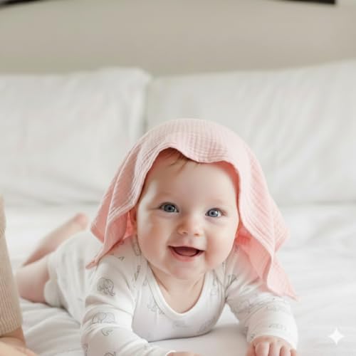 Muslin Baby Washcloths for Newborns, Pack of 8, 11"x11", Super Soft Cotton, Absorbent and Gentle, Baby Cotton Wipes, Baby wash Cloths - color: Pink and Fish