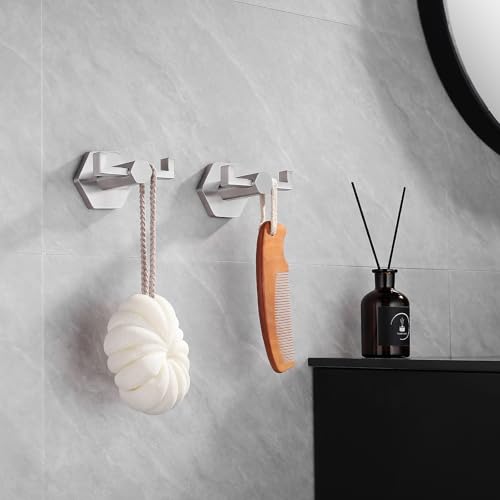 GERZWY Bathroom Double Towel Hook Wall Mounted Brushed Stainless Steel Coat/Robe Clothes Hook for Bath Kitchen Modern Hotel 2 Pack - color: Brushed