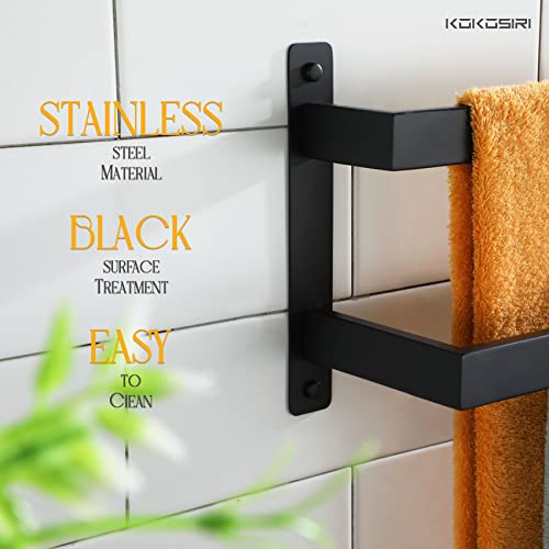 KOKOSIRI Towel Bars Black Bath Towel Holders 32 Inches Bathroom 2-Tiers Ladder Towel Rails Wall Mounted Towels Shelves Rack Stainless Steel, B5008BK-L32 - color: Matte Black, size: 32-Inch