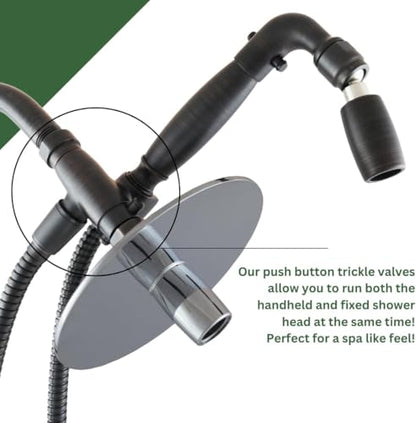 High Sierra® - Solid Lead-Free Metal 4-Way Combo with GEN 3 REFLECTIONS™ Fixed and Handheld Shower Head with Hose. Run Separately or Both at Full Flow - 1.8 GPM per Shower Head - Brushed Gold Finish - color: Brushed Gold w/ Nylon Insert, size: 1.8 GPM