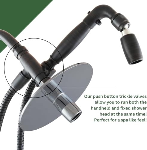 High Sierra® - Solid Lead-Free Metal 4-Way Combo with GEN 3 REFLECTIONS™ Fixed and Handheld Shower Head with Hose. Run Separately or Both at Full Flow - 1.8 GPM per Shower Head - Matte Black Finish - color: Matte Black w/ Nylon Insert, size: 1.8 GPM
