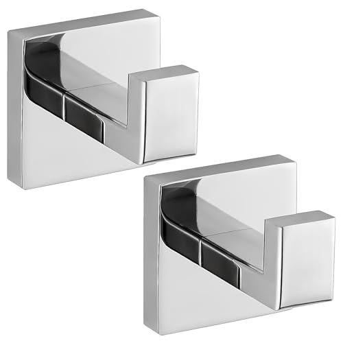 Towel Hooks for Bathrooms, Heavy Duty 33 Lbs Wall Mounted Stainless Steel Modern Hook, – Ideal for Hanging Towels, Robes, Coats, in Kitchen, Bedroom, Bathroom, or Hotel (2, Chrome Polished) - color: Chrome polished