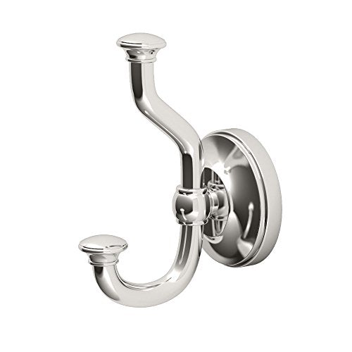 Gatco 4125 Tavern Double Robe Hook, Wall Mounted Bathroom Hook for Towels and Robes, Polished Nickel - color: Polished Nickel
