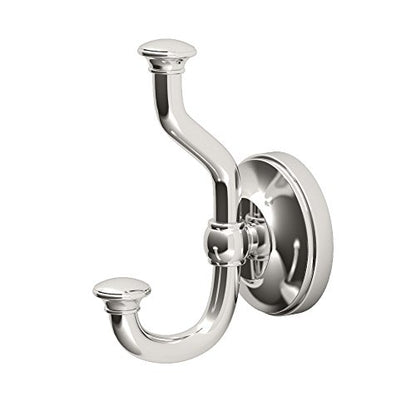 Gatco 4125 Tavern Double Robe Hook, Wall Mounted Bathroom Hook for Towels and Robes, Polished Nickel - color: Polished Nickel