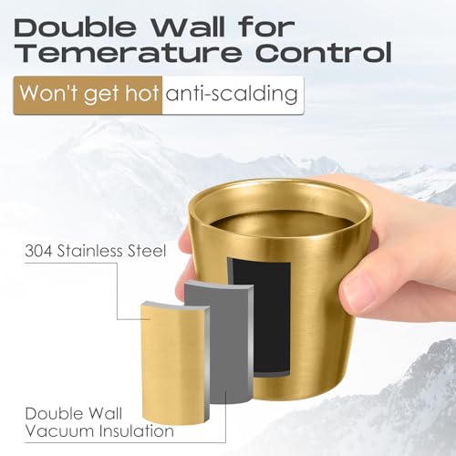 Mimorou 8 Pack Stainless Steel Insulated Cup 5.9 oz Metal Tumbler Double Wall Vacuum Water Glasses Camping Reusable Mugs BBQ Home Office Party Coffee(Gold) - color: Gold, size: 5.9 oz