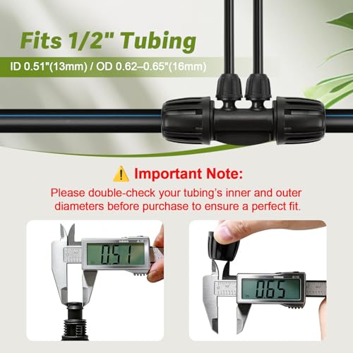 10 Pack 1/2" To 1/4" Drip Irrigation Fittings, 1/2 Inch (1/2" ID x 0.6-0.65" OD) Drip Line to 1/4 Inch Irrigation Tubing Barbed Adapter Anti-Drop Locked Nut Barbed Reducer 4 Way Tee Connectors - size: 1/2" to 1/4" 4-way-10P