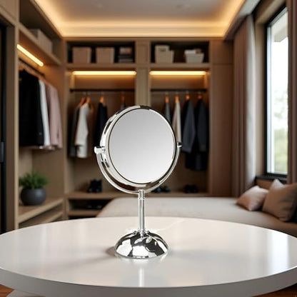 JERDON Lighted Makeup Mirror with 8X Magnification - Chrome - HL8808CL | Two-Sided 1X View, 8.5" Round Frame, 16" Tall, LED Lighting - color: Chrome