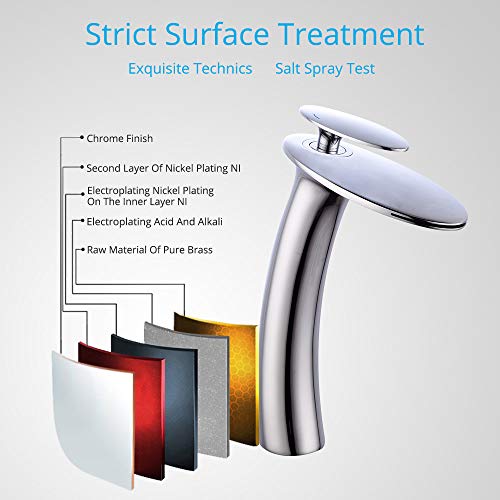 Chrome Waterfall Bathroom Faucet Tall Body and Pop Up Drain Assembly - color: Chrome, size: Tall Body