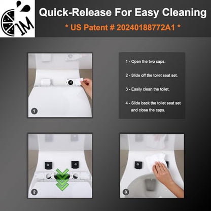 1M Family Toilet Seat, Patented Slow Close & Quick Releasing Technology, Anti-Wiggling, Easy to Install and Clean, Standard Elongated with Toddler Seat Built In (2 Pieces) - style: Elongated with Toddler Seat Built In