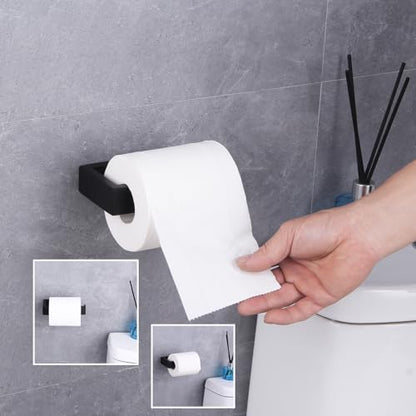 GERZWY Bathroom Accessory 2-Piece Set SUS 304 Stainless Steel Toilet Paper Holder Towel Ring Wall Mount, Matte Black HG1708-2BK - color: Matte Black