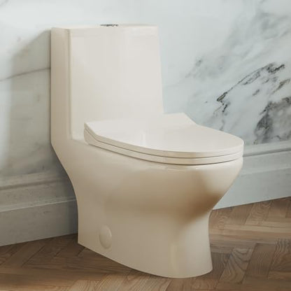 Ivy One Piece Toilet Dual Vortex Flush 1.1/1.6 gpf in Bisque - color: Glossy Bisque, size: 12" Rough-in