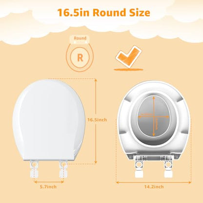 Toilet Seat with Toddler Seat, Potty Training Toilet Seat Round 2 in 1 Soft Close Quiet No Slapping, Magnetic Absorption, Easy to Install and Clean,White - color: White, size: Round 16.5inch with Baby Seat & Magnetic