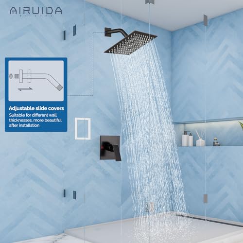 Airuida Shower Faucet Set,8 Inch Shower Valve Kit,Oil Rubbed Bronze | Male Threads,Rough-in Valve Shower Trim Kit,Single Handle Control Shower Set - color: Oil Rubbed Bronze, size: 8 Inch