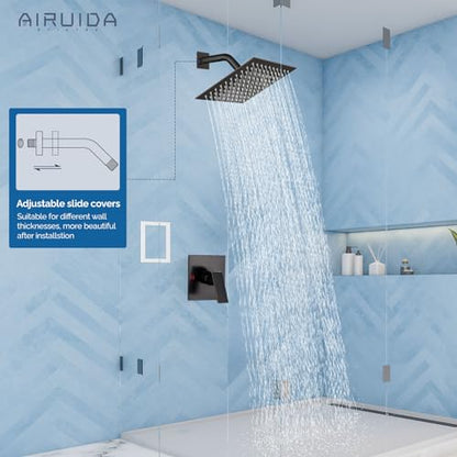 Airuida Shower Faucet Set,8 Inch Shower Valve Kit,Oil Rubbed Bronze | Male Threads,Rough-in Valve Shower Trim Kit,Single Handle Control Shower Set - color: Oil Rubbed Bronze, size: 8 Inch