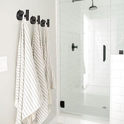 DGYB Large Suction Cup Hooks for Shower Set of 4 - Black Towel Hooks for Bathrooms - Stainless Steel Removable Wall Hooks - 15 Lb Heavy Duty Hanging - color: 4 Pack-Matte Black