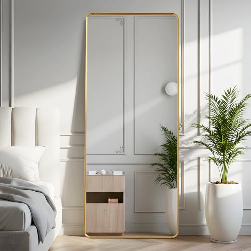 Anpark Rectangle Mirror Full Length 30" x 71" Large Floor Mirror Gold Shadow Box Frame Wall-Mounted Hanging Wall for Home Decor Leaning Wall Full Body Dressing Mirror for Closet Bedroom - color: Gold, size: 71"L x 30"W