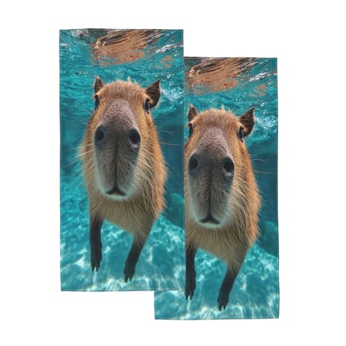 Capybara Hand Towels, Cute Animal Print Microfiber Decorative Towel, Soft Lightweight Highly Absorbent Quick Dry Fingertip Towel, Multipurpose Towels for Bathroom, Kitchen, Home Aesthetic Decor - color: Capybara