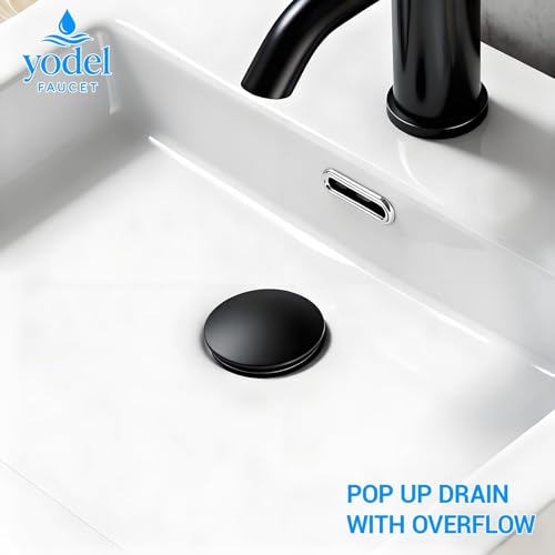All Metal Pop Up Sink Drain with Overflow, Anti-Clogging Bathroom Drain with Removable Hair-Catcher, Durable Sink Stopper for Undermount & Drop-in Sinks,Matte Black - color: Matte Black