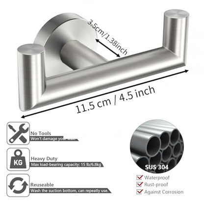 DGYB Towel Hooks for Bathroom 2 Packs Brushed Nickel Wall Mount Towel Holder Stainless Steel Heavy Duty Double Robe Coats Hook for Kitchen, Bedroom, Pool (Drilling) - color: Brushed Nickel