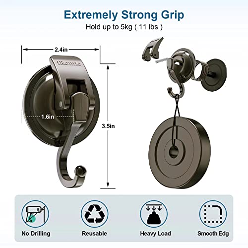 Heavy Duty Vacuum Suction Cup Hooks (2Pack) for Shower,Glass Window,Kitchen&Bathroom&Restroom Organization，Green Bronze. - color: Green Bronze