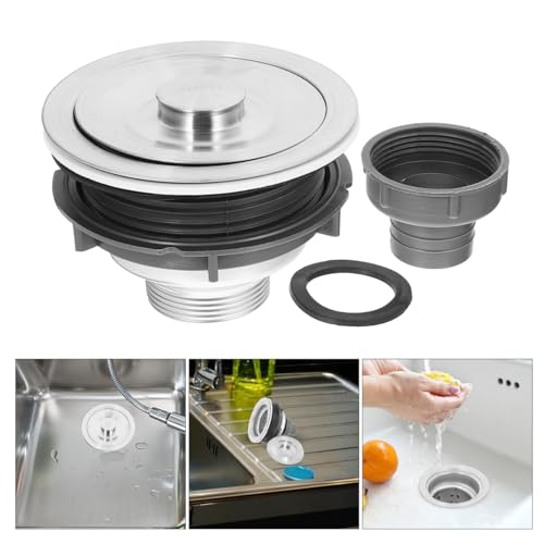 Healeved Universal Bathtub Drain Stopper Shower Drain Hair Catcher with Stainless Steel Plug and Hair Catcher Easy Install Remover Tool for Shampoo Bed and Salon Equipment, Laundry, Utility, RV Sink