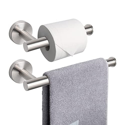 NearMoon Bath Toilet Paper Holder+ Hand Towel Holder, 2 Pieces Bathroom Hardware Set- Premium 304 Stainless Steel Toilet Roll Holder and Towel Rack Wall Mounted for Kitchen (Brushed Nickel) - color: Brushed Nickel