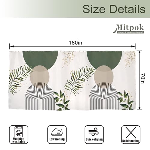 Extra Wide Boho Wrap Around Clawfoot Bathroom Shower Curtain Set | Leaves look; 180"W x 70"L. waterproof HD print, quick-dry fabric and free hooks for easy setup. - color: A-01green, size: 180"W x 70"L (Pack of 1)