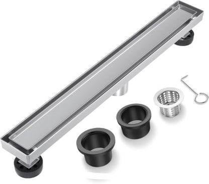 Brushed Nickel 36-Inch Linear Shower Drain with Tile Insert Grate, Rectangle Floor Drain 304 Stainless Steel Including Hair Strainer - color: Brushed, size: 36 IN