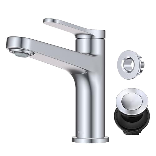 KRAUS Indy Single Handle One Hole Bathroom Sink Faucet in Chrome, KBF-1411CH - color: Chrome, style: Basin + Pop-Up Drain