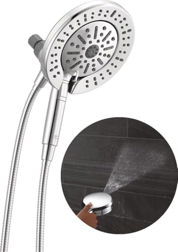 Delta 6-Setting In2ition 2-in-1 Dual Shower Head with Handheld High Pressure ProClean Spray, Chrome Detachable Shower Head with Hose, 1.75 GPM Flow Rate, Chrome 75655 - color: Chrome