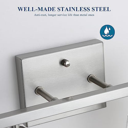Mecgirn Stainless Steel Bathroom Vanity Light Over Mirror, 2 Light Brushed Nickel Bathroom Light Fixtures with Textured Glass Shades, Modern Vanity Lighting Wall Mount - color: Brushed Nickel, size: 2 Light