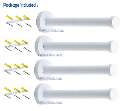 Classic White Stainless Steel Single Super Heavy Duty Wall Mount Hook, Coat Hanger, Bath Towel Hooks (8", 4 PCS) - size: 8" , 4 PCS