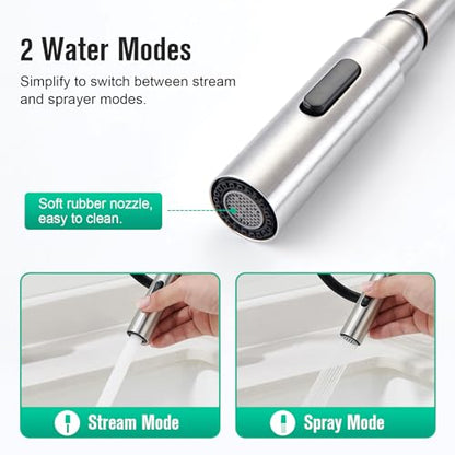 CREA Bathroom Faucet with Pull Out Sprayer,Brushed Nickel Single Handle Kitchen Bar Faucets for Mini Sink Pull Down Vanity Mixer Tap 2 Water Modes,cUPC/NSF - color: A-Brushed Nickel