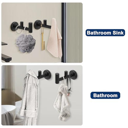 NearMoon Bathroom Double Towel Hook- SUS304 Stainless Steel Robe Towel Holder, Heavy Duty Double Coat Hook for Bathroom Livingroom Kitchen Wall Mounted (Matte Black-F, 2 Pack) - style: Matte Black-F