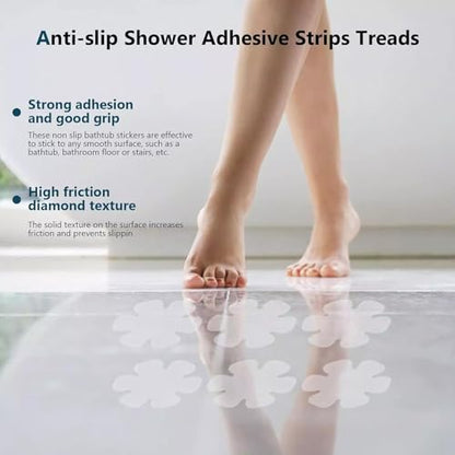 24 Pcs Transparent Anti Slip Bathtub Stickers, Safety Shower Stickers for Bathroom Tub & Floor, Non Slip Bath Decals with Scraper Tool for Pool, Stairs, Kitchen
