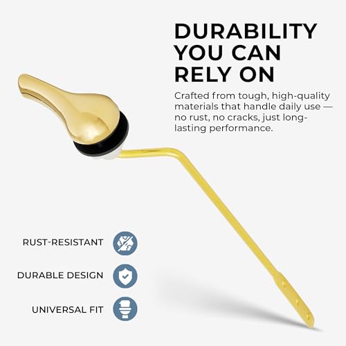Qualihome Polished Brass Finish Side Mount Toilet Handle Replacement Kit, Universal Toilet Tank Flush Lever Fits Most Standard Side-Mount Toilet Tanks - color: Brass Polished